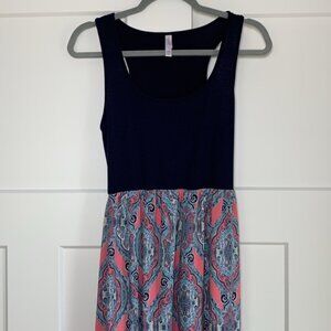 {Xhilaration} Sleeveless Dress with Pink and Blue Pattern